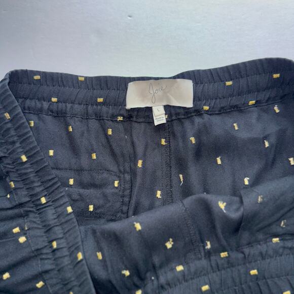 Joie Sayla Pants Women’s L Caviar Black Gold Dot Silk Blend Pull On Tapered Leg - Picture 9 of 13